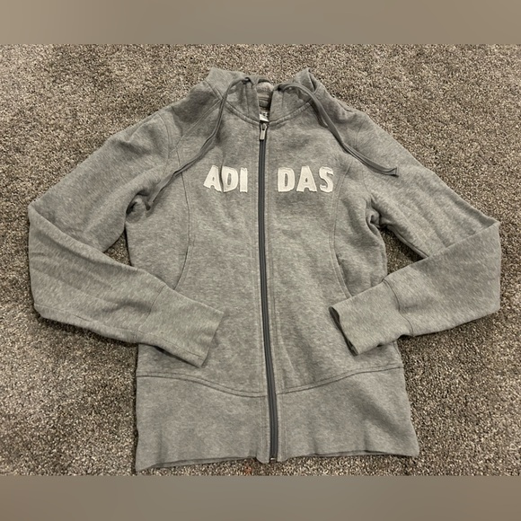 Adidas Zip Up Hoodie Sweatshirt Womens Medium - Picture 2 of 8